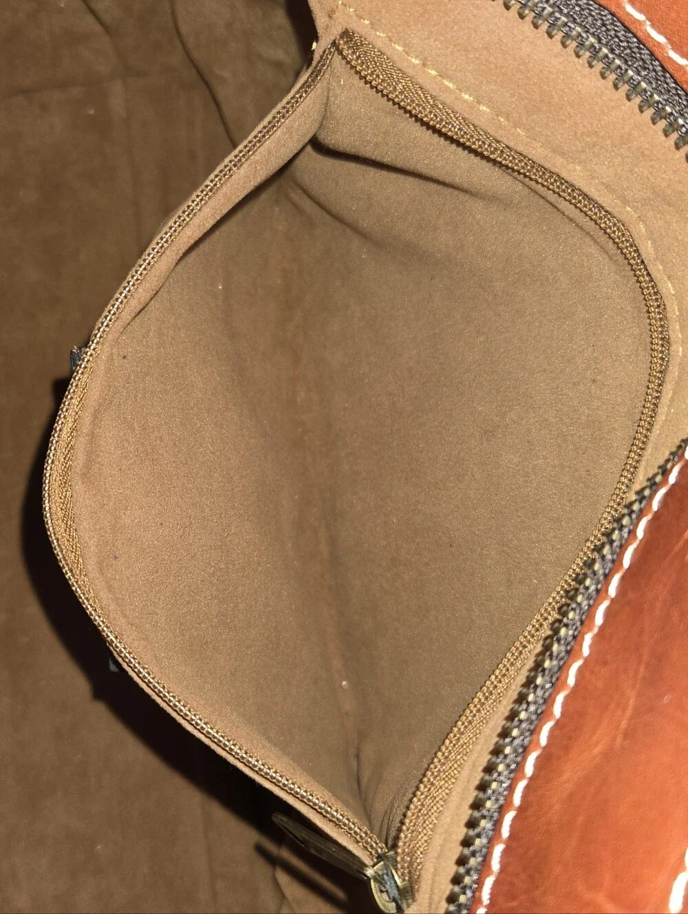Patricia Nash Brown Italian Leather Tote Shoulder Bag Cognac Multi Pocket Large